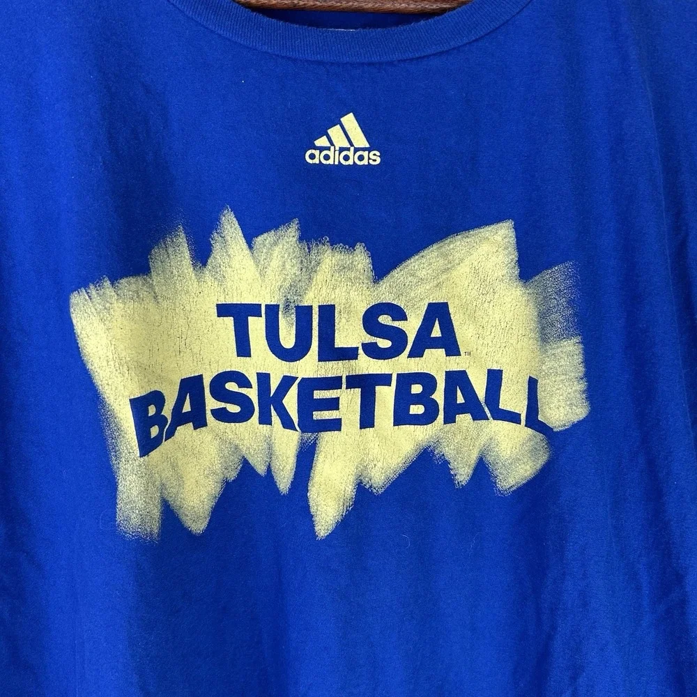 Tulsa Golden Hurricanes Basketball Adidas Mens 2X Short‎ Sleeve T Shirt TU *Flaw